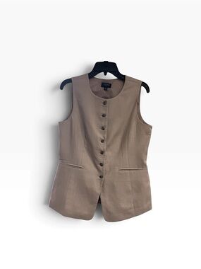 Tahari ASL Linen Blend Vest in Light Beige Size 8